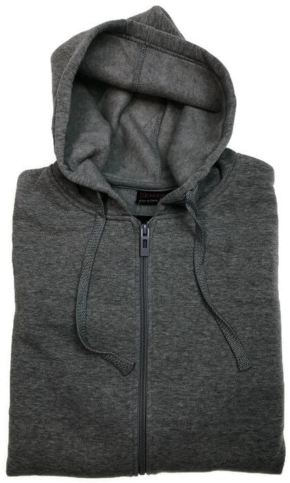 Mens PLUS SIZE ZIP HOODIE Plain Winter Fleece Jumper Sweatshirt Pockets - Grey