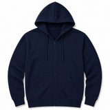 Mens Plus Size Full Zip Hoodie - Navy (Winter Fleece Jumper w/ Pockets)