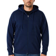 Mens Plus Size Full Zip Hoodie - Navy (Winter Fleece Jumper w/ Pockets)