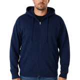 Mens Plus Size Full Zip Hoodie - Navy (Winter Fleece Jumper w/ Pockets)