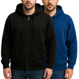 Mens PLUS SIZE ZIP HOODIE Plain Winter Fleece Jumper Sweatshirt Pockets
