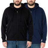 Mens PLUS SIZE ZIP HOODIE Plain Winter Fleece Jumper Sweatshirt Pockets 