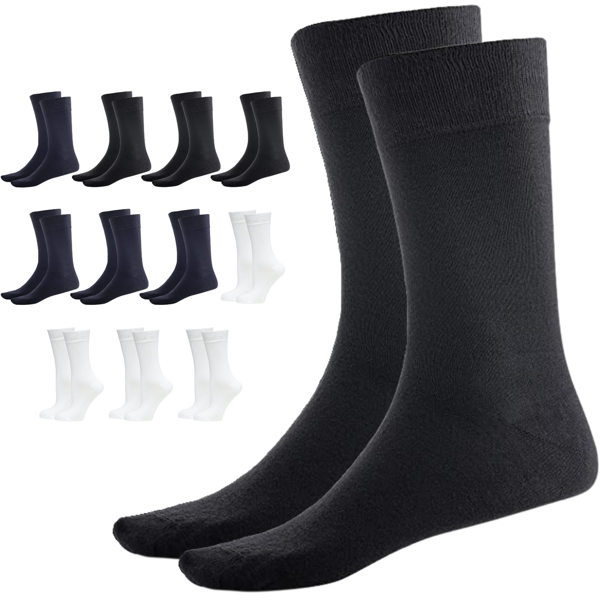 12 Pairs Crew Bamboo Socks Bulk Pack - Mixed Pack (Unisex Eco Natural Business Work Socks)