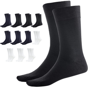 12 Pairs Crew Bamboo Socks Bulk Pack - Mixed Pack (Unisex Eco Natural Business Work Socks)