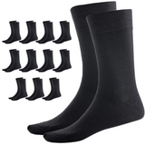 12 Pairs Crew Bamboo Socks Bulk Pack - Black (Unisex Eco Natural Business Work Socks)