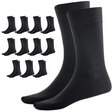 12 Pairs Crew Bamboo Socks Bulk Pack - Black (Unisex Eco Natural Business Work Socks)
