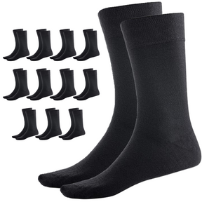 12 Pairs Crew Bamboo Socks Bulk Pack - Black (Unisex Eco Natural Business Work Socks)