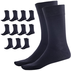 12 Pairs Crew Bamboo Socks Bulk Pack - Navy Blue (Unisex Eco Natural Business Work Socks)