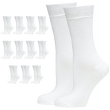 12 Pairs Crew Bamboo Socks Bulk Pack - White (Unisex Eco Natural Business Work Socks)