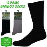 12 Pairs BAMBOO SOCKS Crew Natural Eco Healthy Enviro Unisex Business Work BULK - Black