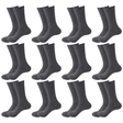 12 Pair Crew Bamboo Socks Bulk Pack - Charcoal (Unisex Eco Natural Business Work Socks)