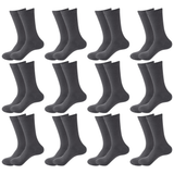 12 Pair Crew Bamboo Socks Bulk Pack - Charcoal (Unisex Eco Natural Business Work Socks)