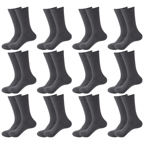 12 Pair Crew Bamboo Socks Bulk Pack - Charcoal (Unisex Eco Natural Business Work Socks)