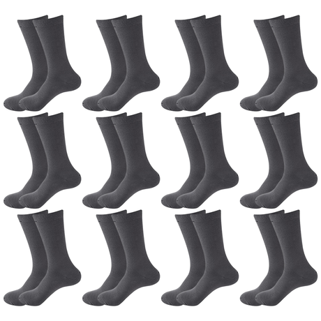 12 Pair Crew Bamboo Socks Bulk Pack - Charcoal (Unisex Eco Natural Business Work Socks)