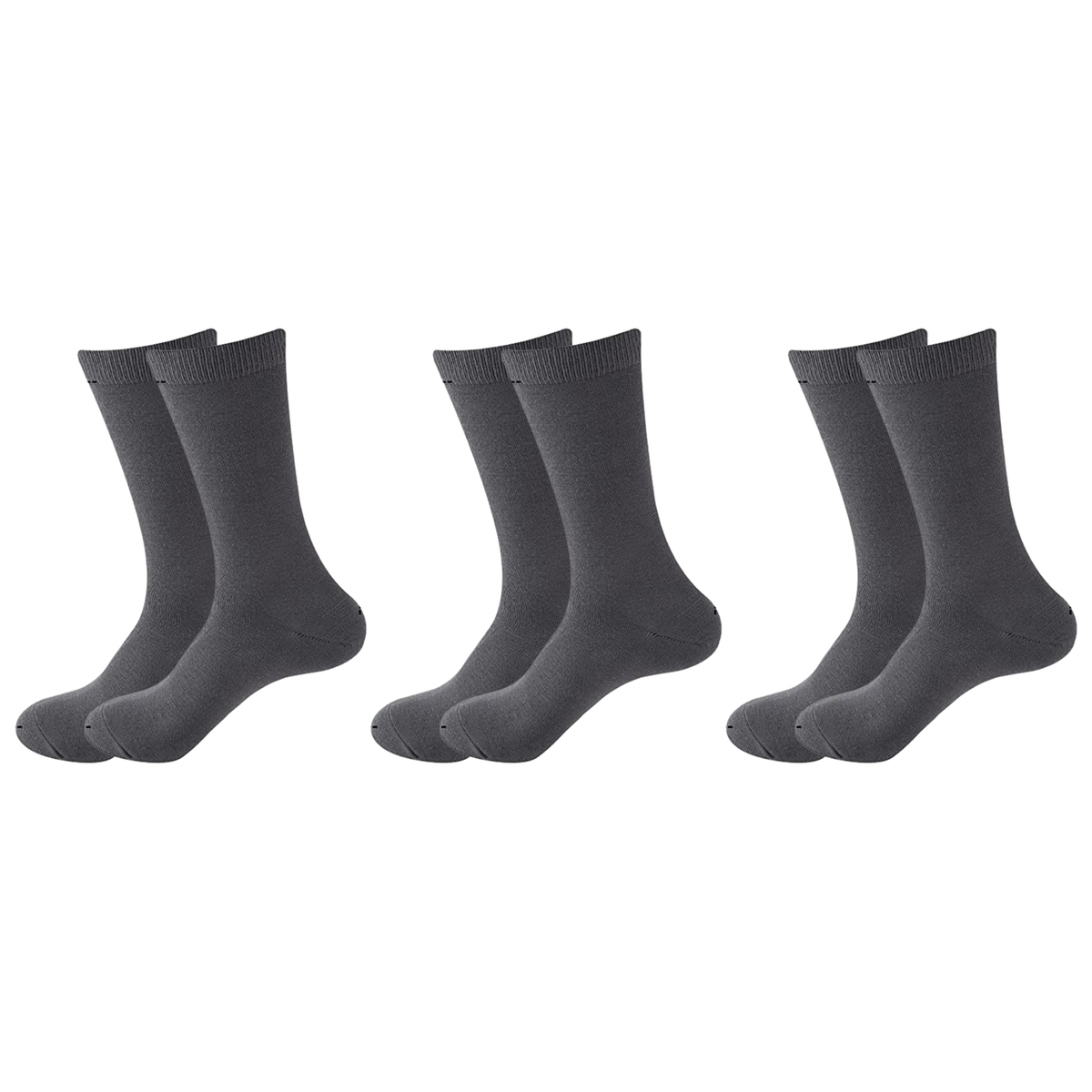 3 Pair Crew Bamboo Socks Pack - Charcoal (Unisex Eco Natural Business Work Socks)