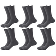 6 Pair Crew Bamboo Socks Bulk Pack - Charcoal (Unisex Eco Natural Business Work Socks)