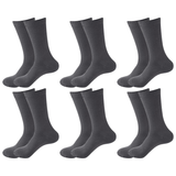 6 Pair Crew Bamboo Socks Bulk Pack - Charcoal (Unisex Eco Natural Business Work Socks)