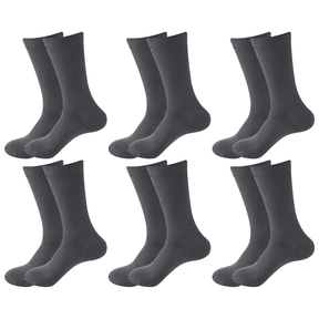 6 Pair Crew Bamboo Socks Bulk Pack - Charcoal (Unisex Eco Natural Business Work Socks)