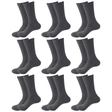 9 Pair Crew Bamboo Socks Bulk Pack - Charcoal (Unisex Eco Natural Business Work Socks)