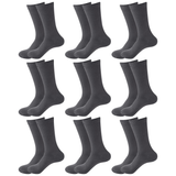 9 Pair Crew Bamboo Socks Bulk Pack - Charcoal (Unisex Eco Natural Business Work Socks)