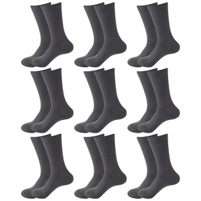 9 Pair Crew Bamboo Socks Bulk Pack - Charcoal (Unisex Eco Natural Business Work Socks)