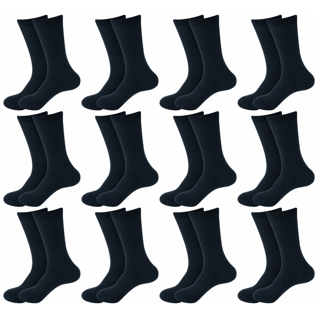 12 Pair Crew Bamboo Socks Bulk Pack - Dark Teal (Unisex Eco Natural Business Work Socks)