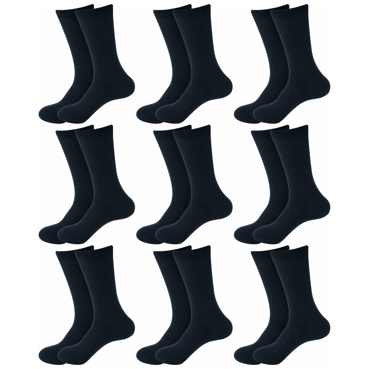 9 Pair Crew Bamboo Socks Bulk Pack - Dark Teal (Unisex Eco Natural Business Work Socks)