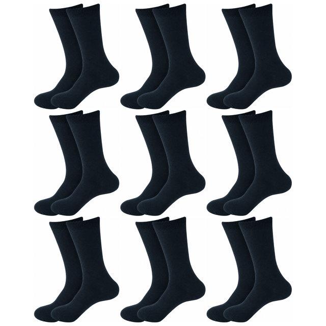 9 Pair Crew Bamboo Socks Bulk Pack - Dark Teal (Unisex Eco Natural Business Work Socks)