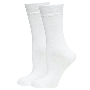 1 Pair Crew Bamboo Socks - White (Unisex Eco Natural Business Work Socks)