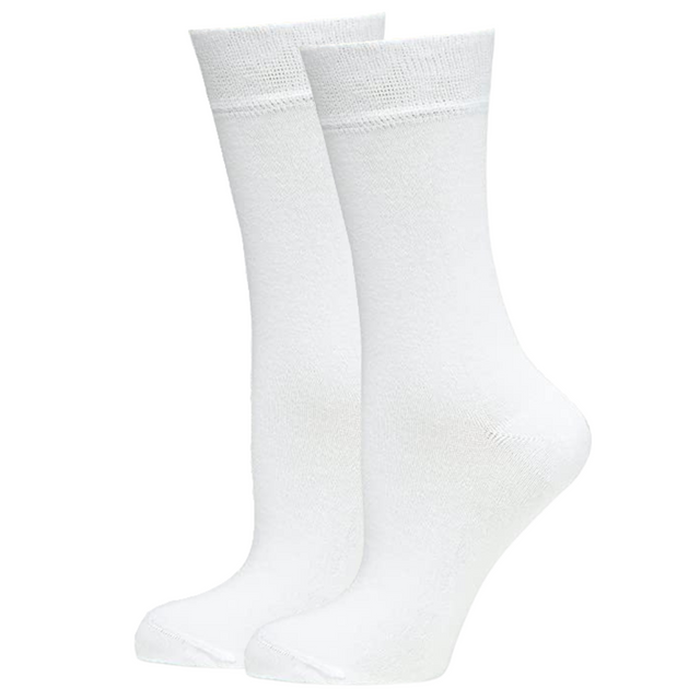 1 Pair Crew Bamboo Socks - White (Unisex Eco Natural Business Work Socks)