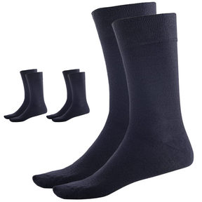3 Pairs Crew Bamboo Socks - Navy Blue (Unisex Eco Natural Business Work Socks)