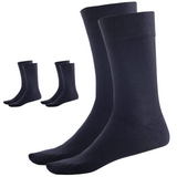 3 Pairs Crew Bamboo Socks - Navy Blue (Unisex Eco Natural Business Work Socks)