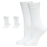 3 Pairs Crew Bamboo Socks - White (Unisex Eco Natural Business Work Socks)