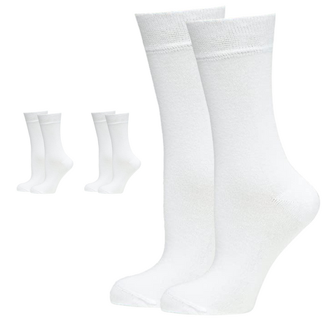 3 Pairs Crew Bamboo Socks - White (Unisex Eco Natural Business Work Socks)