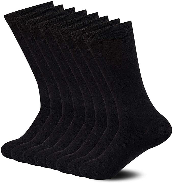 6 Pairs Crew Bamboo Socks Pack - Black (Unisex Eco Natural Business Work Socks)