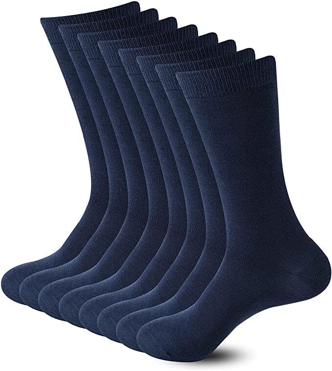 6 Pairs Crew Bamboo Socks Pack - Navy Blue (Unisex Eco Natural Business Work Socks)