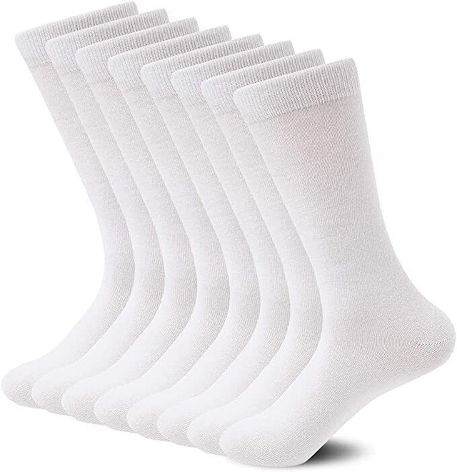 6 Pairs Crew Bamboo Socks Pack - White (Unisex Eco Natural Business Work Socks)