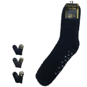 1 Pair Mens Non Slip Thick Fur Warm Winter Bed Socks Plain Thermal Warm Cushion
