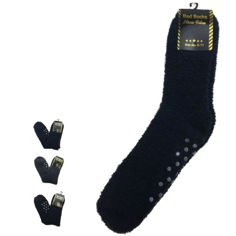 12 Pairs Mens Non Slip Fur Warm Winter Bed Socks Plain Thermal Warm