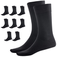 9 Pairs Crew Bamboo Socks Bulk Pack - Black (Unisex Eco Natural Business Work Socks)