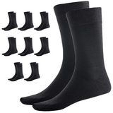 9 Pairs Crew Bamboo Socks Bulk Pack - Black (Unisex Eco Natural Business Work Socks)