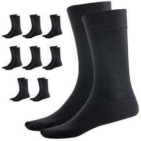 9 Pairs Crew Bamboo Socks Bulk Pack - Black (Unisex Eco Natural Business Work Socks)