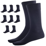 9 Pairs Crew Bamboo Socks Bulk Pack - Navy Blue (Unisex Eco Natural Business Work Socks)