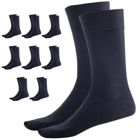 9 Pairs Crew Bamboo Socks Bulk Pack - Navy Blue (Unisex Eco Natural Business Work Socks)