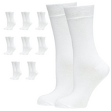 9 Pairs Crew Bamboo Socks Bulk Pack - White (Unisex Eco Natural Business Work Socks)