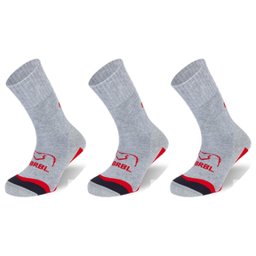 3x BRBL Urso Ski Socks Pack - Light Grey/Red - S (Trekking/Hiking Socks Made in Italy)
