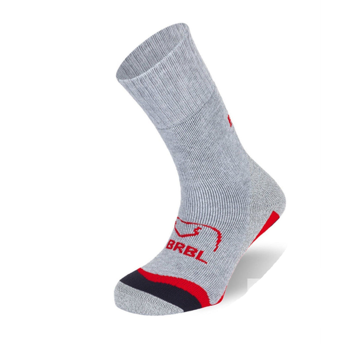 BRBL Urso Ski Socks - Light Grey/Red - S (Trekking/Hiking Socks Made in Italy)