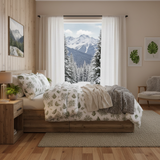 Woodland Fern Single Comforter Set w/ Fitted Sheet & 2 Pillow Covers - Green/White (4 Piece Set)