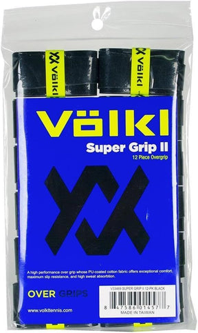 12x Volkl Super Grip II Tennis Racquet Overgrip Bulk Pack - Black