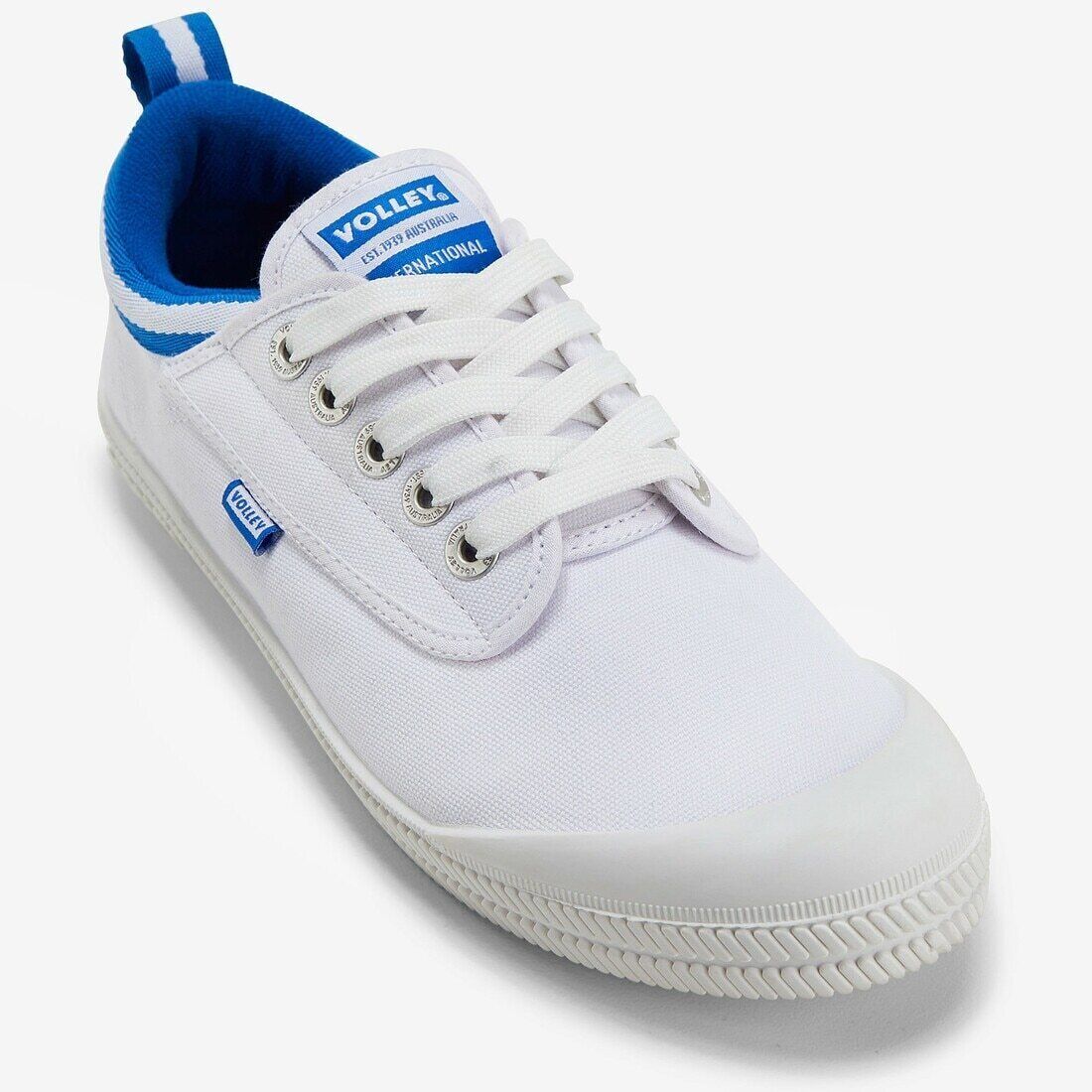 Volley International Mens Sneakers - White/Blue (Low Canvas Casual Shoes)